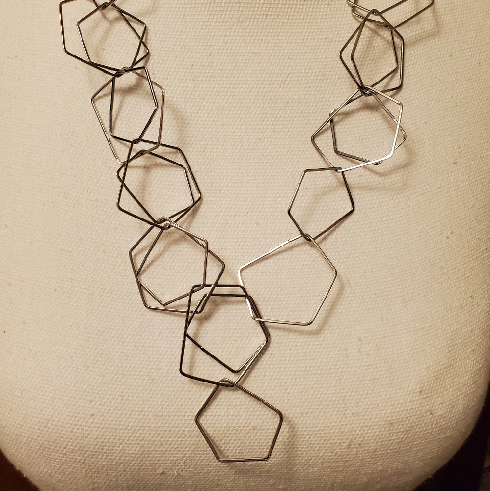 Geometric Shape Silver Necklace - image 3